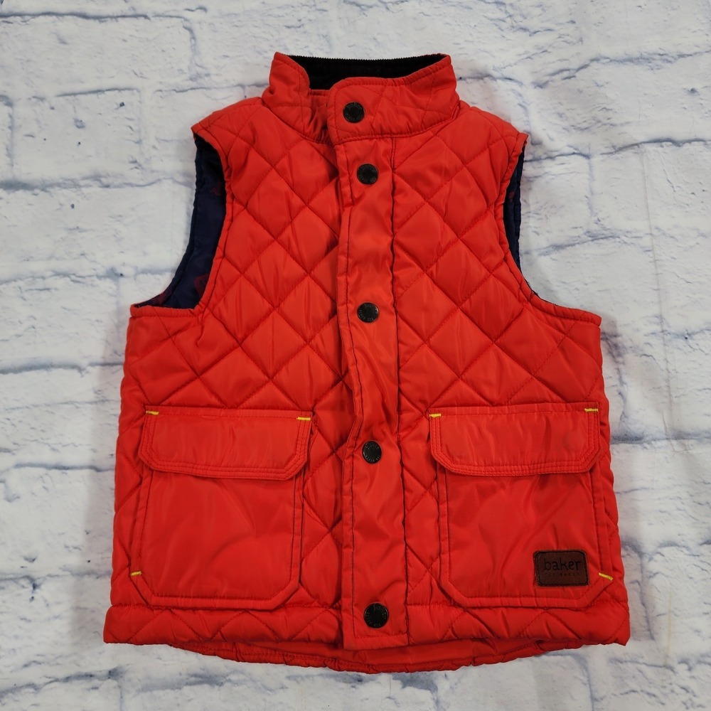 Baker By Ted Baker TODDLER SIZE 3Y Puffer Vest Orange Zip Up Snap